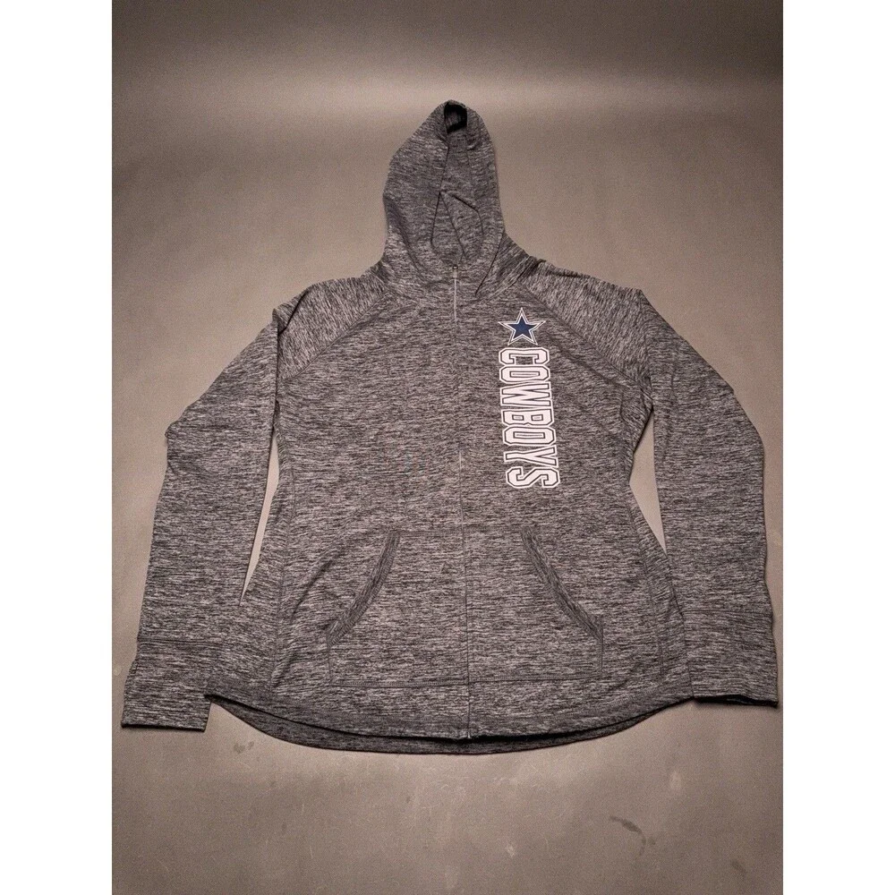 Dallas Cowboys Zip Up Hoodie Womens XL NFL Team Apparel Gray And Black